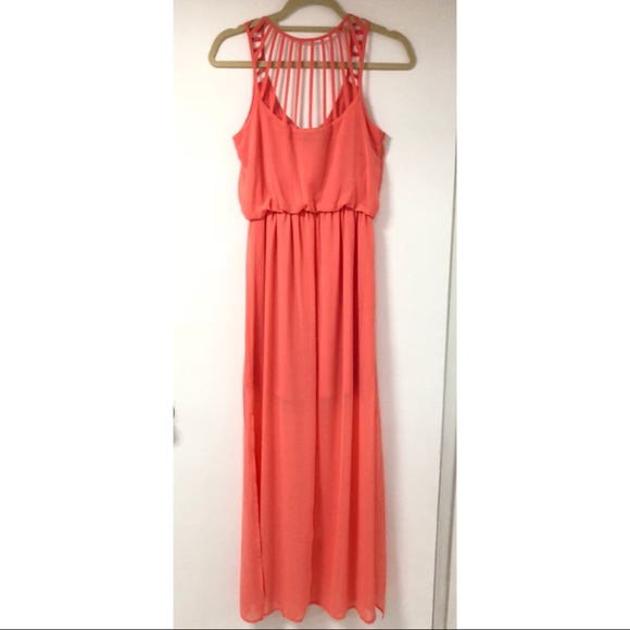 💥Socialite Coral Sleeveless Side Slits Maxi Dress - Picture 2 of 5